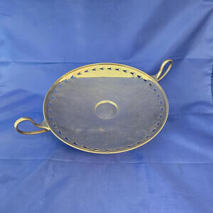 Vintage Silver Plated Serving‎ Tray w Handles & Center Stand 10" Norway Eagle